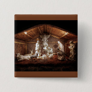 Christmas Advent Jesus Nativity Manger Scene Button
