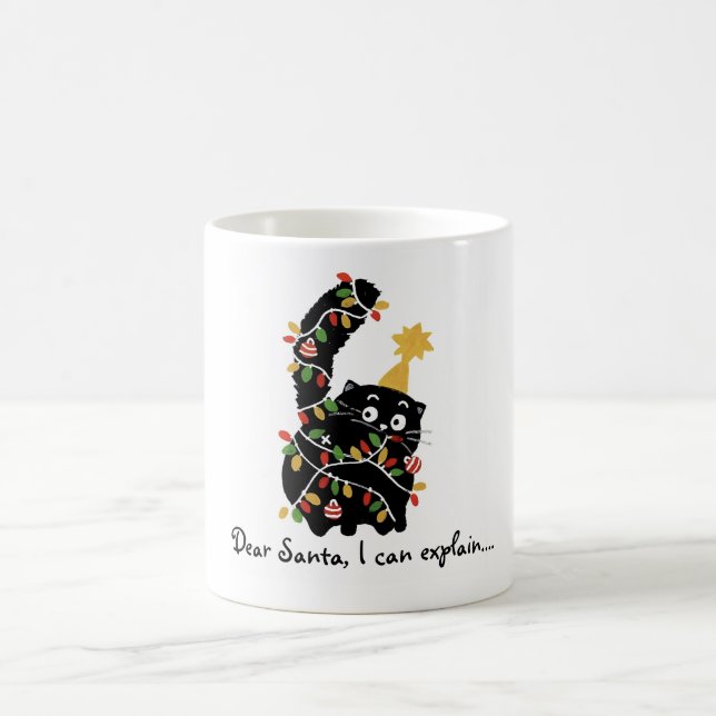 Christmas Aesthetic Santa Cat Cute Funny Kaffeetasse (Mittel)