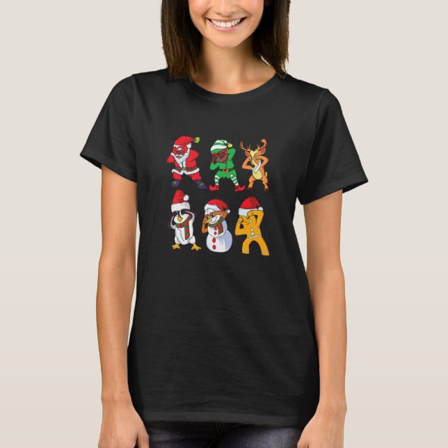 Christmas African American Santa and Friends Gridd T-Shirt (Vorderseite)
