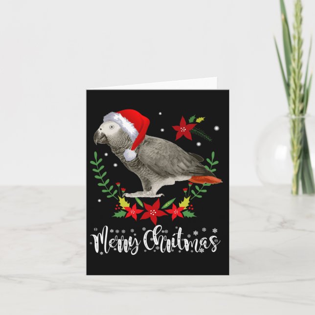 Christmas African Gray Parrot Karte (Vorderseite)