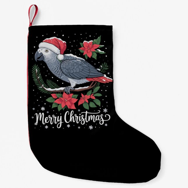 Christmas African Gray Parrot Kleiner Weihnachtsstrumpf (Vorderseite)