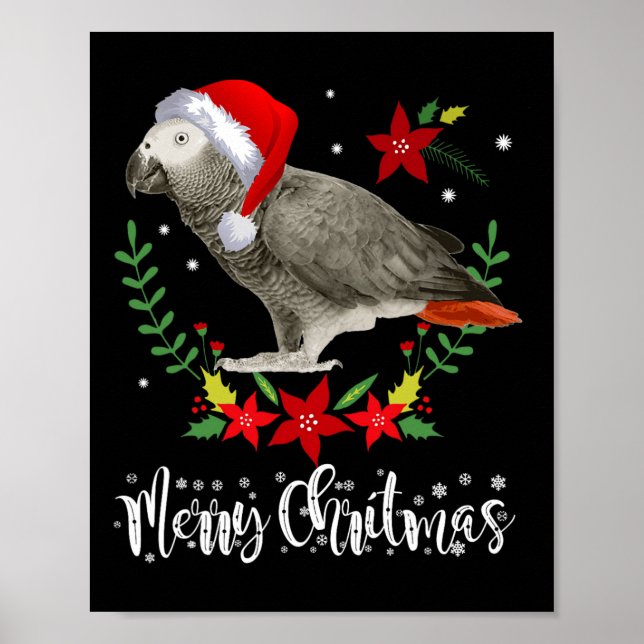 Christmas African Gray Parrot Poster (Vorne)