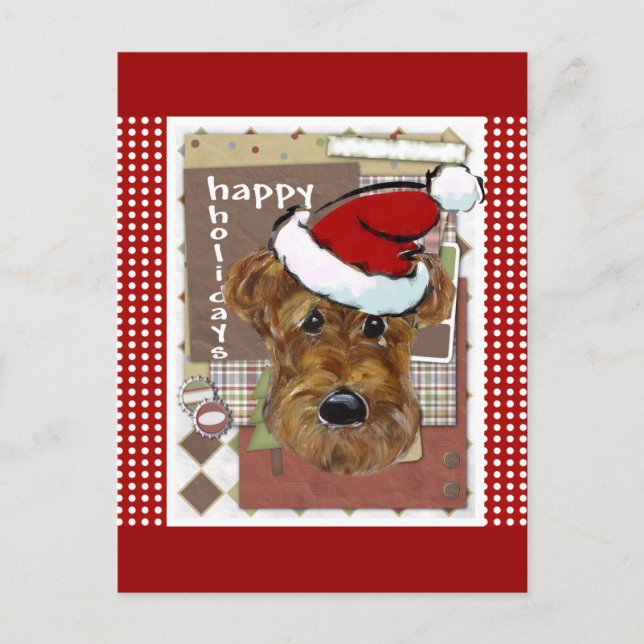 CHRISTMAS AIREDALE FEIERTAGSPOSTKARTE (Vorderseite)