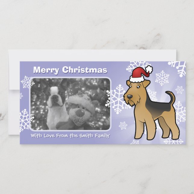 Christmas Airedale Terrier / Welsh Terrier Feiertagskarte (Vorderseite)