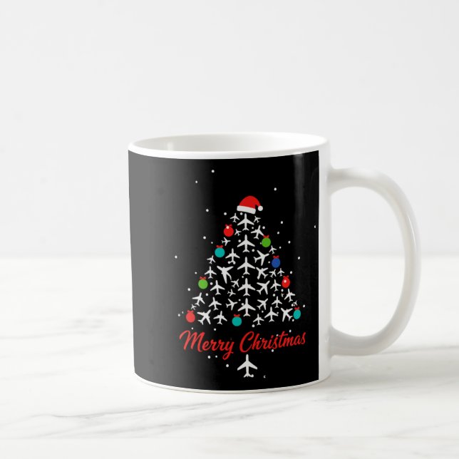 Christmas Airplane Tree Merry Christmas Lot Travel Kaffeetasse (Rechts)