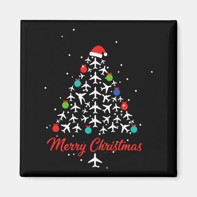 Christmas Airplane Tree Merry Christmas Lot Travel Magnet (Vorne)