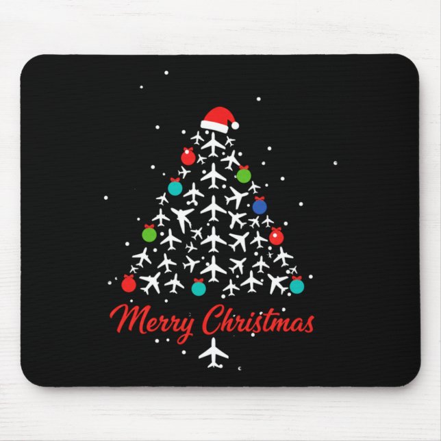 Christmas Airplane Tree Merry Christmas Lot Travel Mousepad (Vorne)