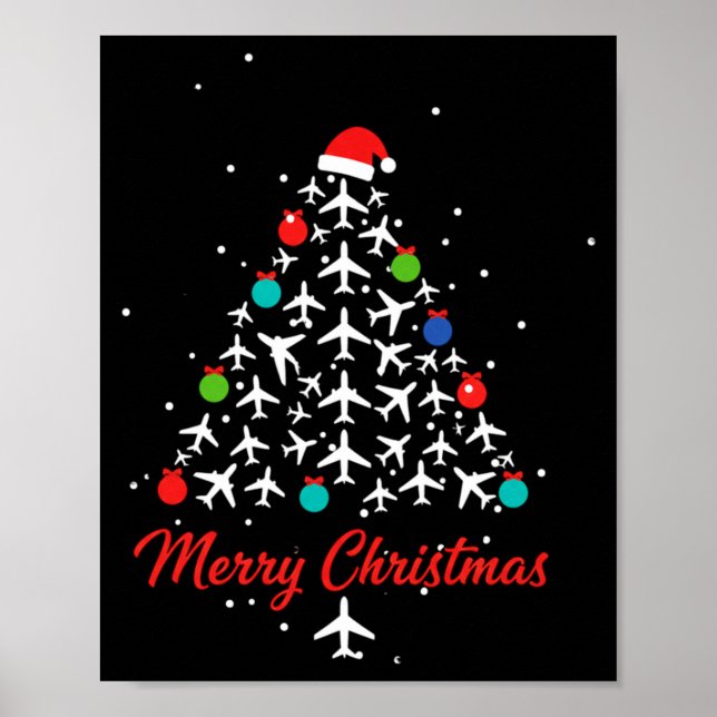 Christmas Airplane Tree Merry Christmas Lot Travel Poster (Vorne)