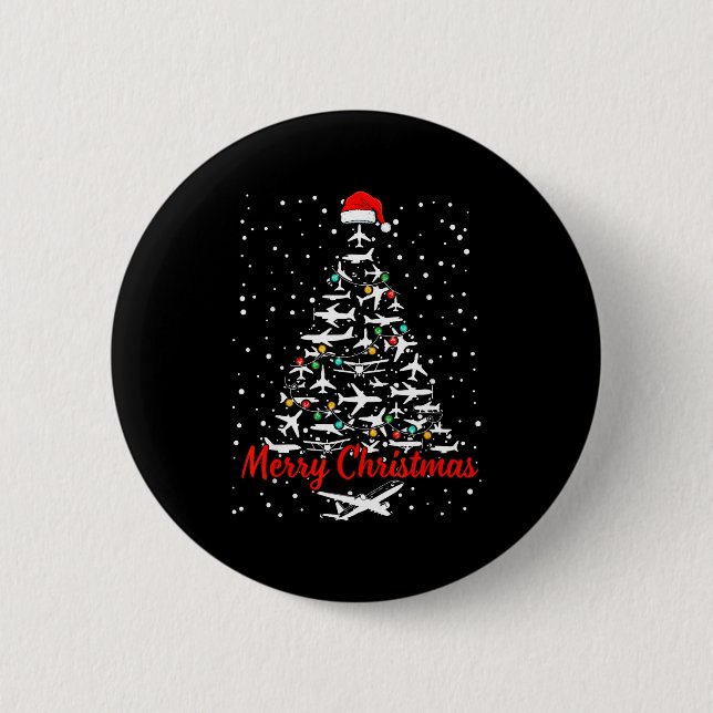 Christmas Airplanes Tree Lots Merry Christmas Men  Button (Vorderseite)