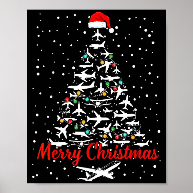 Christmas Airplanes Tree Lots Merry Christmas Men  Poster (Vorne)