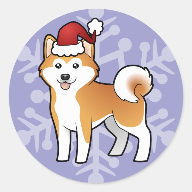 Christmas Akita Inu / Shiba Inu Runder Aufkleber (Vorderseite)