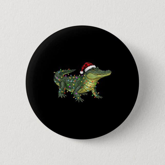 Christmas Alligator Holiday Reptile Funny Festive  Button (Vorderseite)