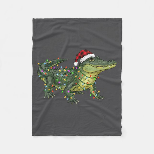 Christmas Alligator Holiday Reptile Funny Festive  Fleecedecke (Vorderseite)