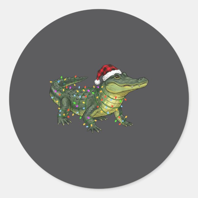 Christmas Alligator Holiday Reptile Funny Festive  Runder Aufkleber (Vorderseite)