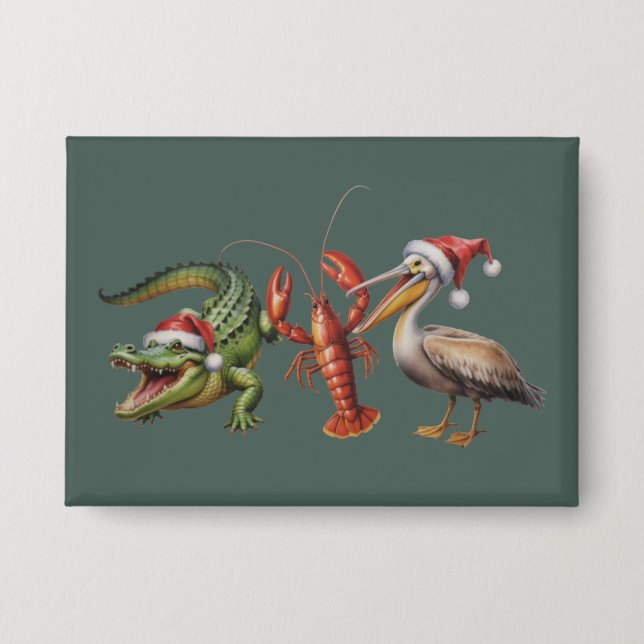 Christmas Alligator Pelican Crawfish Goose Animal Button (Vorderseite)