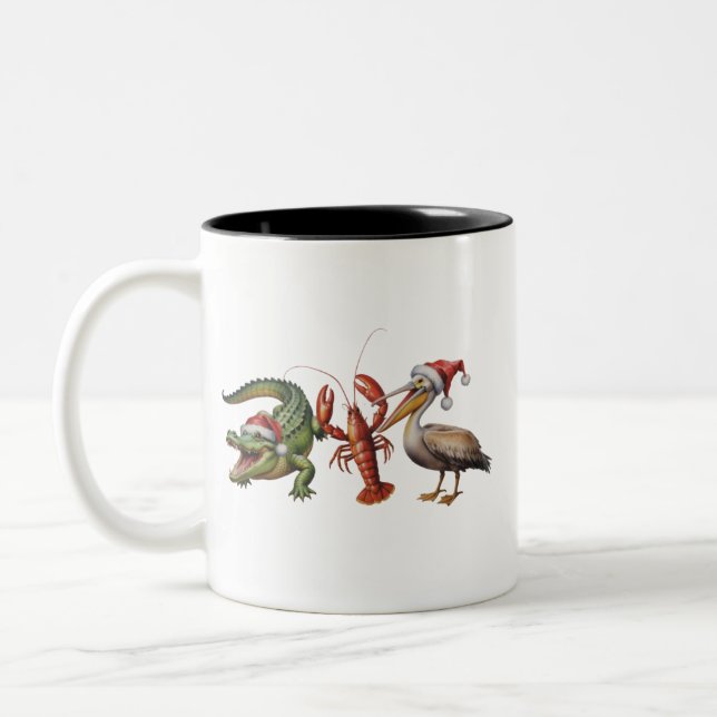 Christmas Alligator Pelican Crawfish Goose Animal Zweifarbige Tasse (Links)