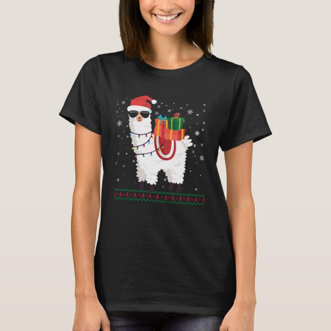 Christmas Alpaca   Llama Ugly Christmas T-Shirt (Vorderseite)