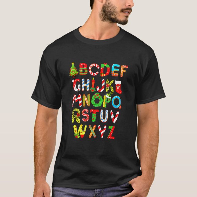 Christmas Alphabet ABCs Elemeno For Teacher Studen T-Shirt (Vorderseite)