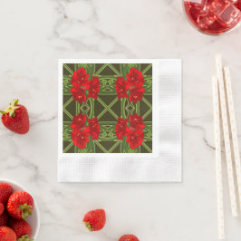 Christmas Amaryllis Cocktail Napkins Serviette