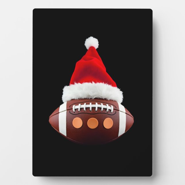 Christmas American Football Ball Santa Hat (2) Fotoplatte (Vorderseite)