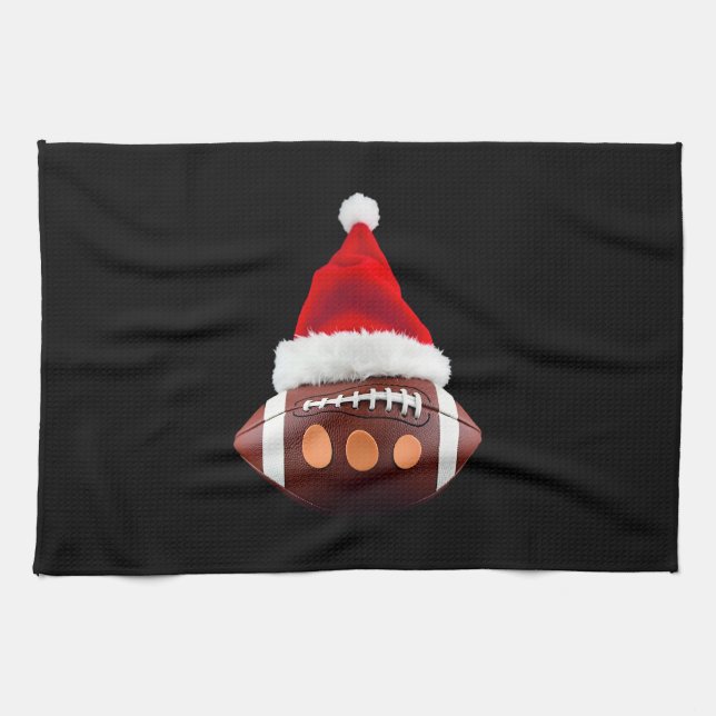 Christmas American Football Ball Santa Hat (2) Geschirrtuch (Horizontal)