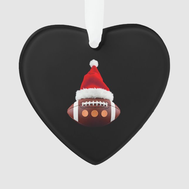 Christmas American Football Ball Santa Hat (2) Ornament (Vorderseite)