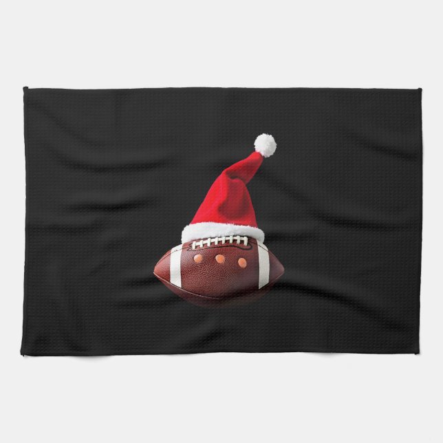 Christmas American Football Ball Santa Hat (3) Geschirrtuch (Horizontal)
