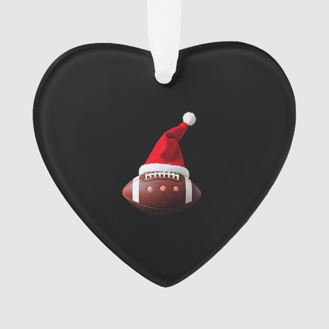 Christmas American Football Ball Santa Hat (3) Ornament (Vorderseite)