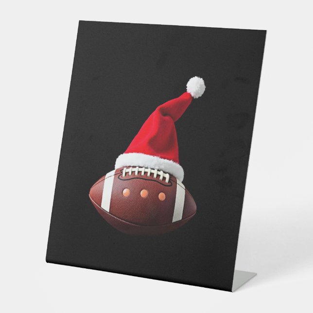 Christmas American Football Ball Santa Hat (3) Sockelschild (Vorderseite)