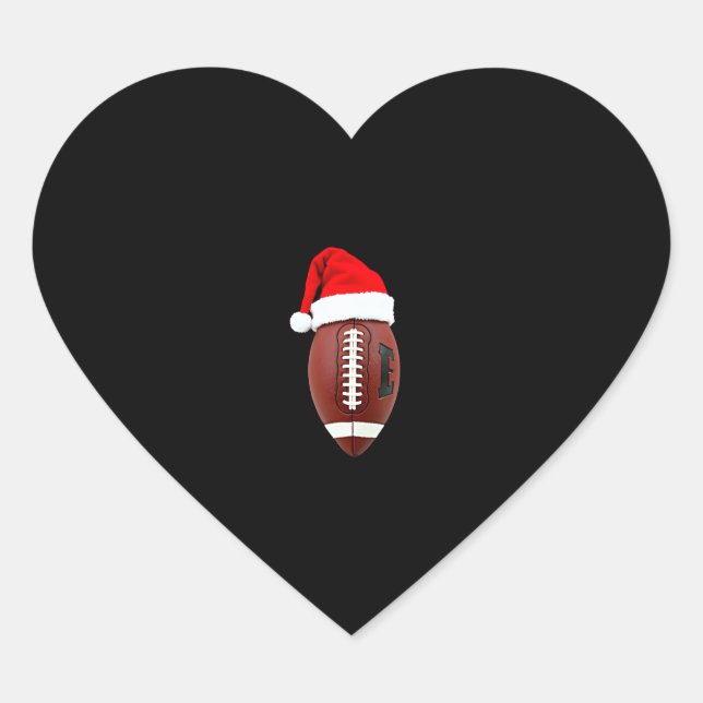 Christmas American Football Ball Weihnachtsmannmüt Herz-Aufkleber (Vorderseite)