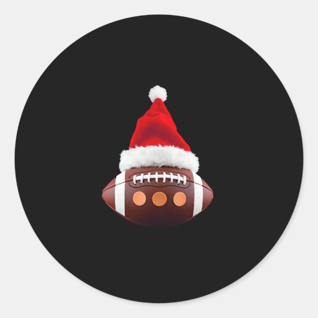 Christmas American Football Ball Weihnachtsmannmüt Runder Aufkleber (Vorderseite)