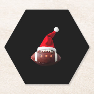 Christmas American Football Ball Weihnachtsmannmüt Untersetzer