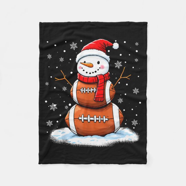 Christmas American Football Snowman Xmas Srt Men B Fleecedecke (Vorderseite)