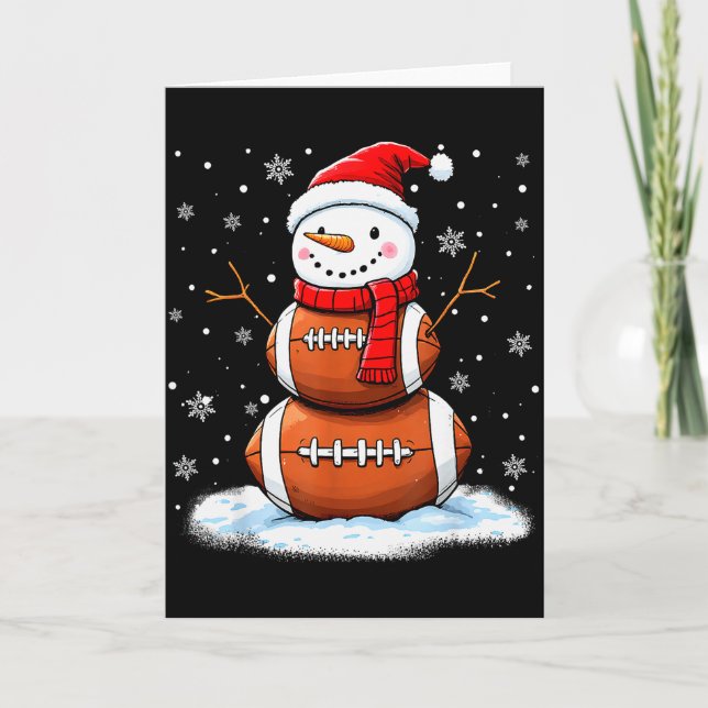 Christmas American Football Snowman Xmas Srt Men B Karte (Vorderseite)