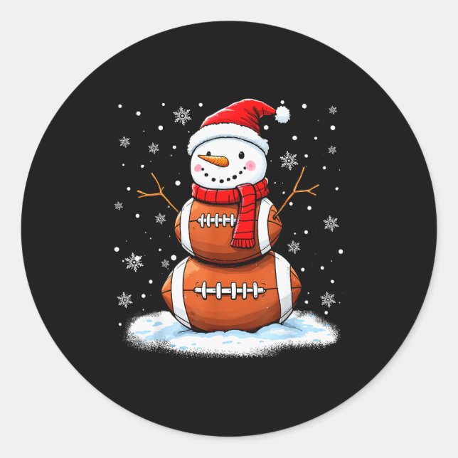 Christmas American Football Snowman Xmas Srt Men B Runder Aufkleber (Vorderseite)