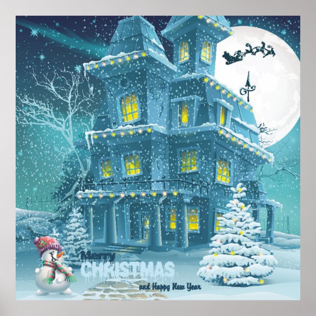 Christmas and New Year greeting card with the imag Poster (Vorne)