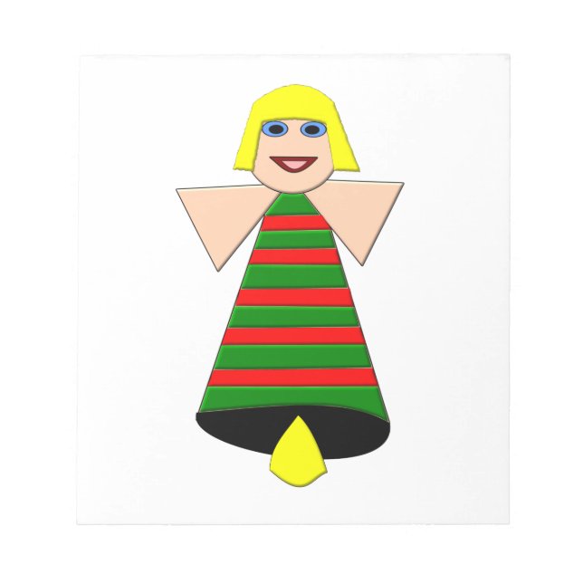 Christmas Angel Bell Notepad Notizblock (Vorderseite)