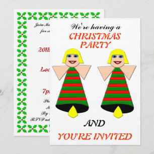 Christmas Angel Bells Custom Party lädt ein Einladung