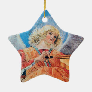 CHRISTMAS ANGEL Blue Sapphire Star Keramikornament