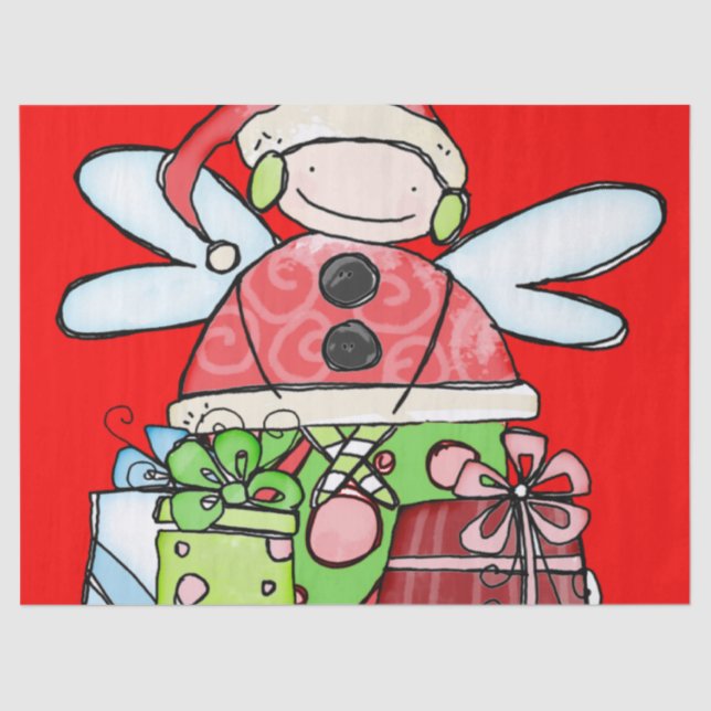 Christmas Angel Santa Angel Tissue Paper Red Seidenpapier (Vorderseite)
