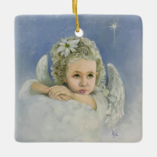Christmas Angel Square Keramikornament
