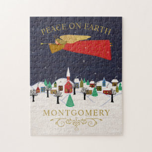 Christmas Angel Village Weltfrieden Monogram Puzzle