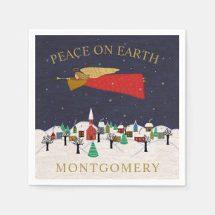 Christmas Angel Village Weltfrieden Monogram Serviette