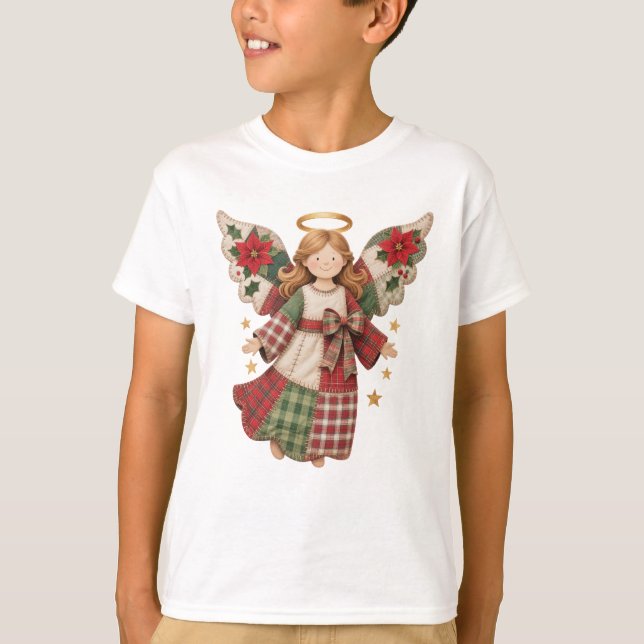 Christmas Angel with Golden Stars T-Shirt (Vorderseite)