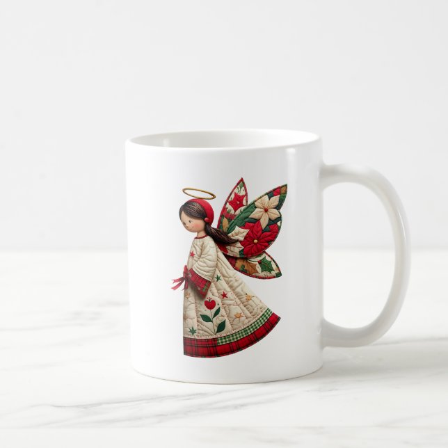 Christmas Angel with Holiday Flowers Kaffeetasse (Rechts)
