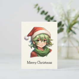 Christmas Anime Elf Portrait Feiertagspostkarte