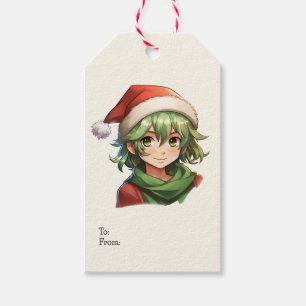 Christmas Anime Elf Portrait Geschenkanhänger