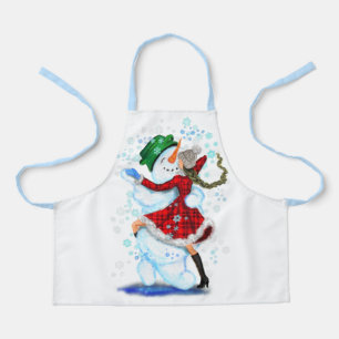 Christmas Apron Snowman and Girl Dance - Fun Schürze