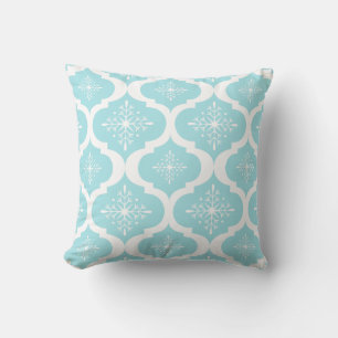 Christmas Aqua Blue Snowflakes Lattice Muster Kissen