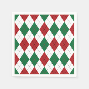 Christmas Argyle Pattern Napkins Serviette